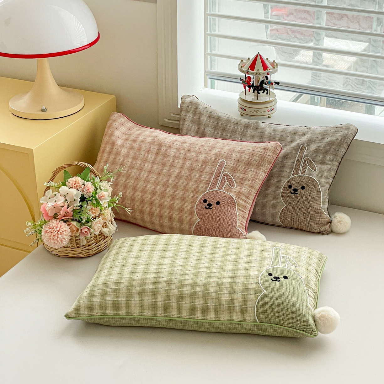 91家纺网 家纺一手货源 找家纺 梦叶草 2026新款全棉毛球兔荞麦枕枕头枕芯 组合图仅供展示不可下单