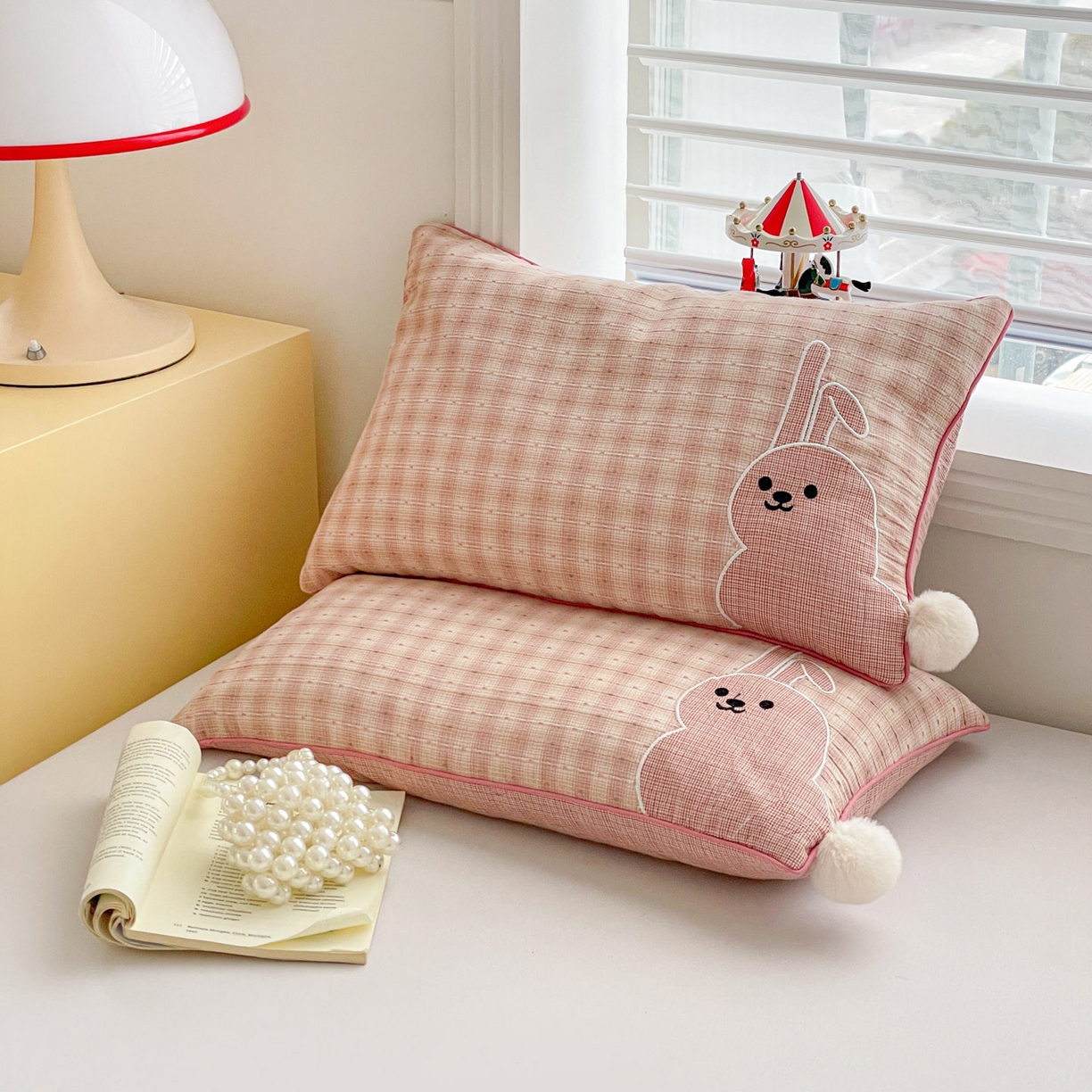 梦叶草 2026新款全棉毛球兔荞麦枕枕头枕芯 毛球兔-粉色