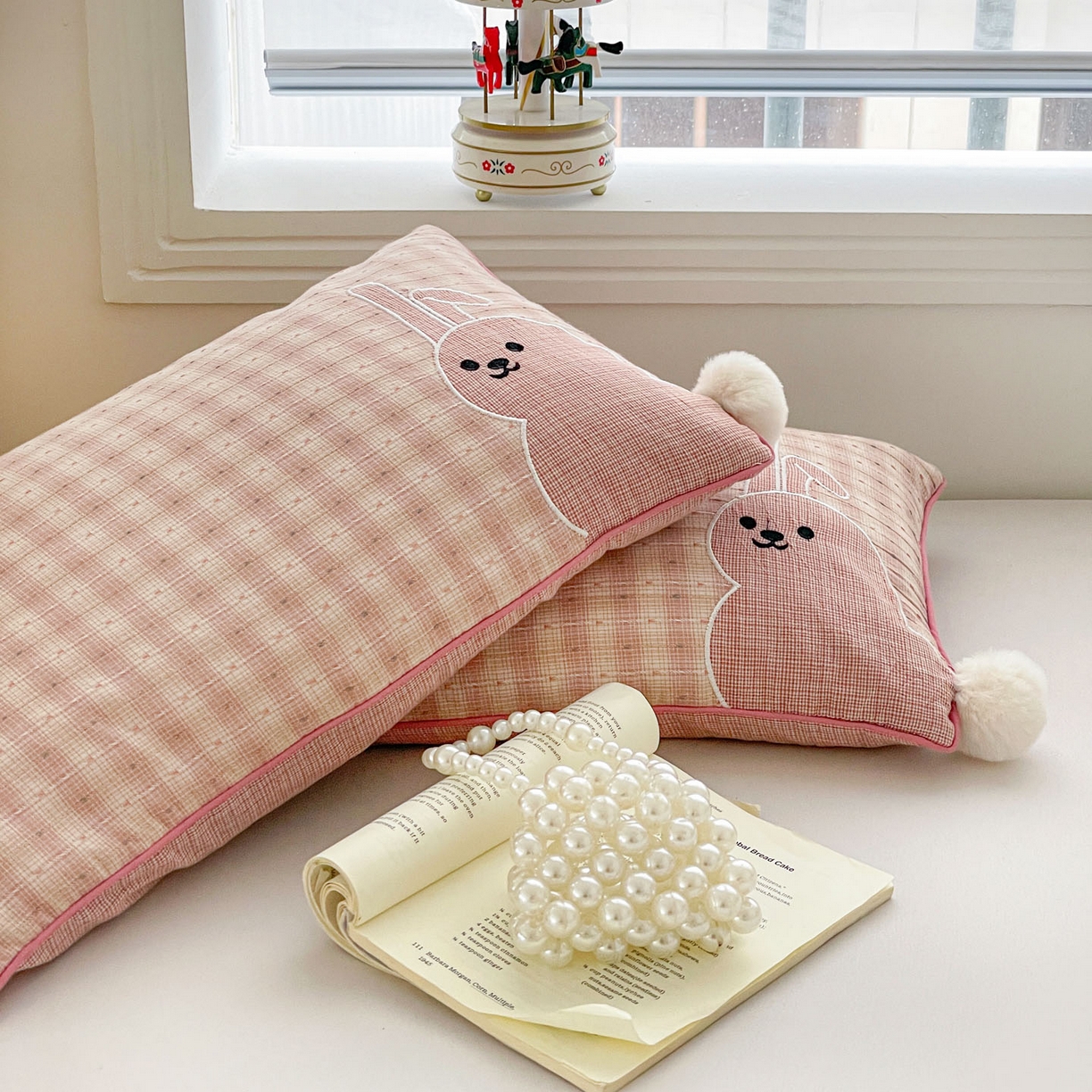 91家纺网 家纺一手货源 找家纺 梦叶草 2026新款全棉毛球兔荞麦枕枕头枕芯 毛球兔-粉色