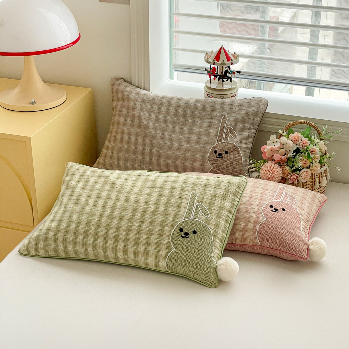 梦叶草 2026新款全棉毛球兔荞麦枕枕头枕芯 组合图仅供展示不可下单