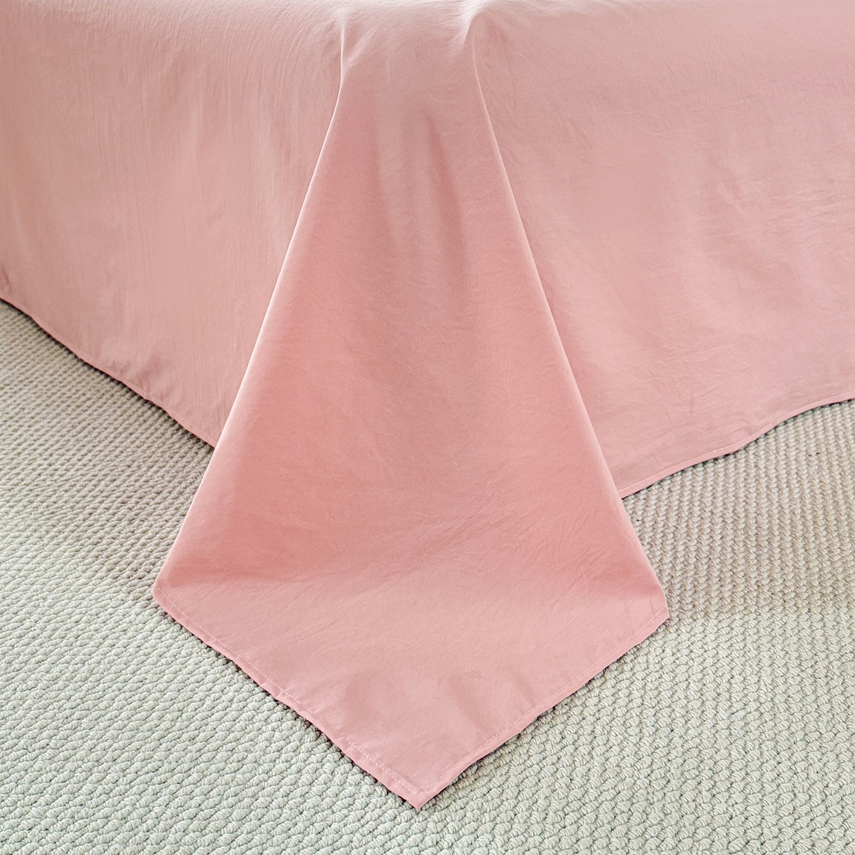 91家纺网 家纺一手货源 找家纺 铭浩家纺 2026春夏新款A类古法水洗云朵四件套 粉结-粉