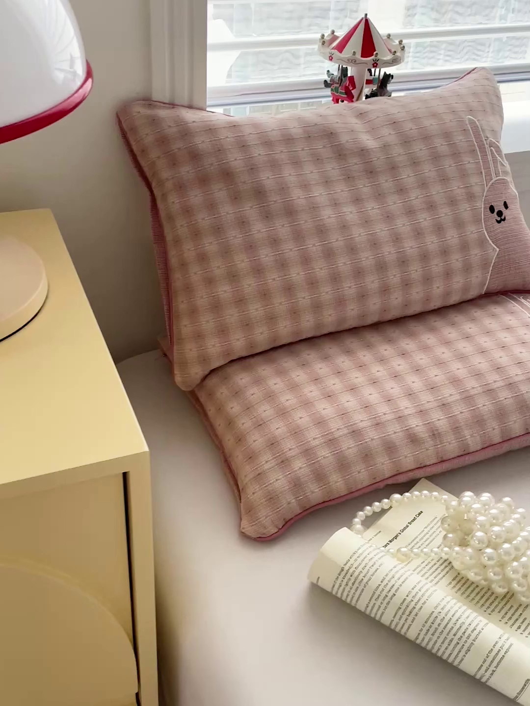 91家纺网 家纺一手货源 找家纺 梦叶草 2026新款全棉毛球兔荞麦枕枕头枕芯 毛球兔-粉色