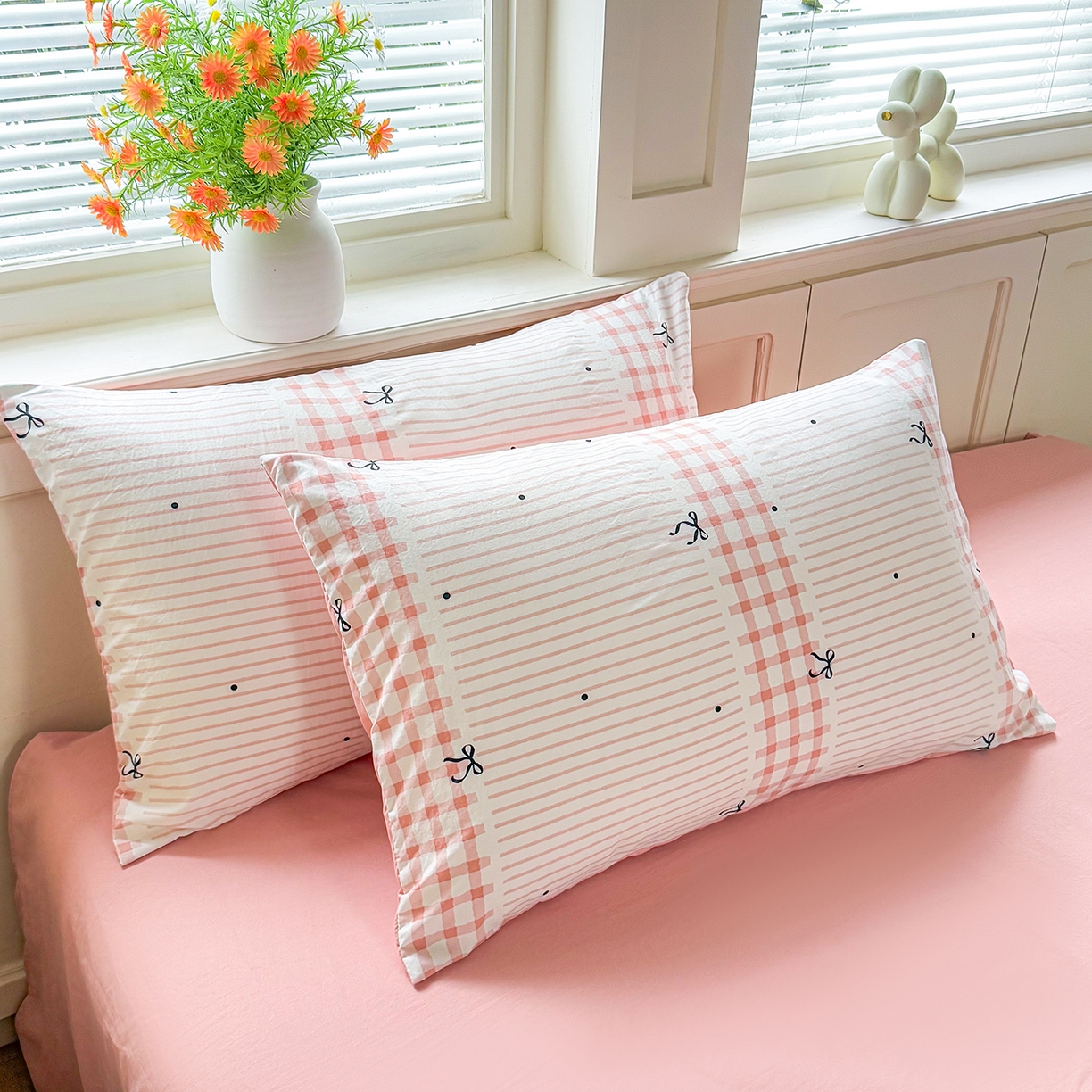 91家纺网 家纺一手货源 找家纺 铭浩家纺 2026春夏新款A类古法水洗云朵四件套 粉结-粉