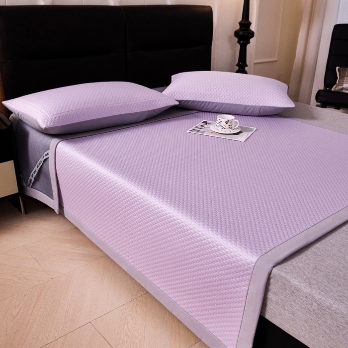 91家纺网 家纺一手货源 找家纺 梵克保罗 2026春夏新款PE中分子凉席三件套纯色平铺豆豆席凉席席子-四叶草系列 四叶草-优雅紫