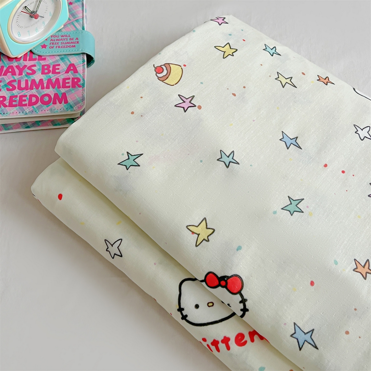 91家纺网 家纺一手货源 找家纺 名兮家居 2026新款全棉纯棉A类卡通时尚风双层纱床笠单品床笠床笠单件 双层纱-星星凯特