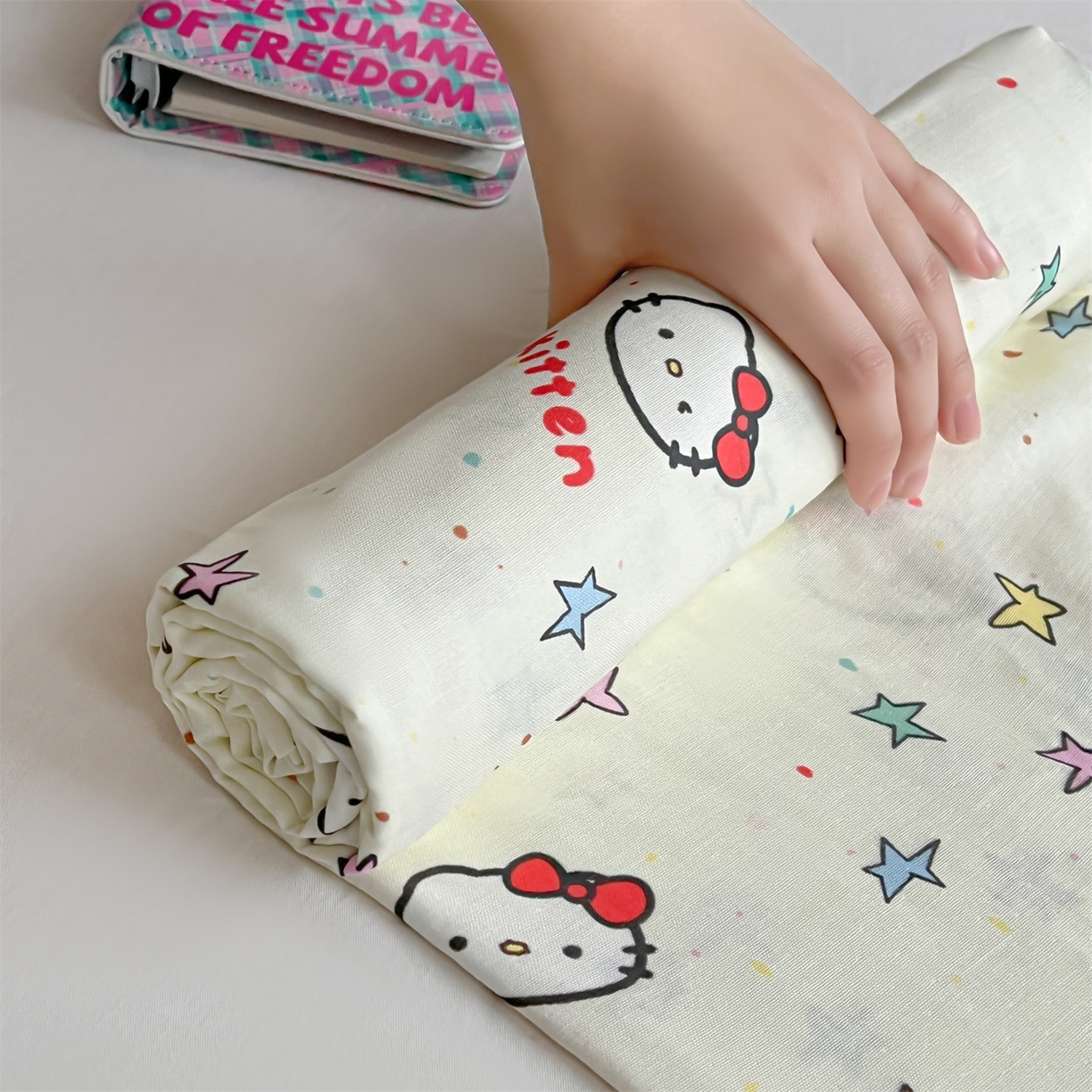 91家纺网 家纺一手货源 找家纺 名兮家居 2026新款全棉纯棉A类卡通时尚风双层纱床笠单品床笠床笠单件 双层纱-星星凯特