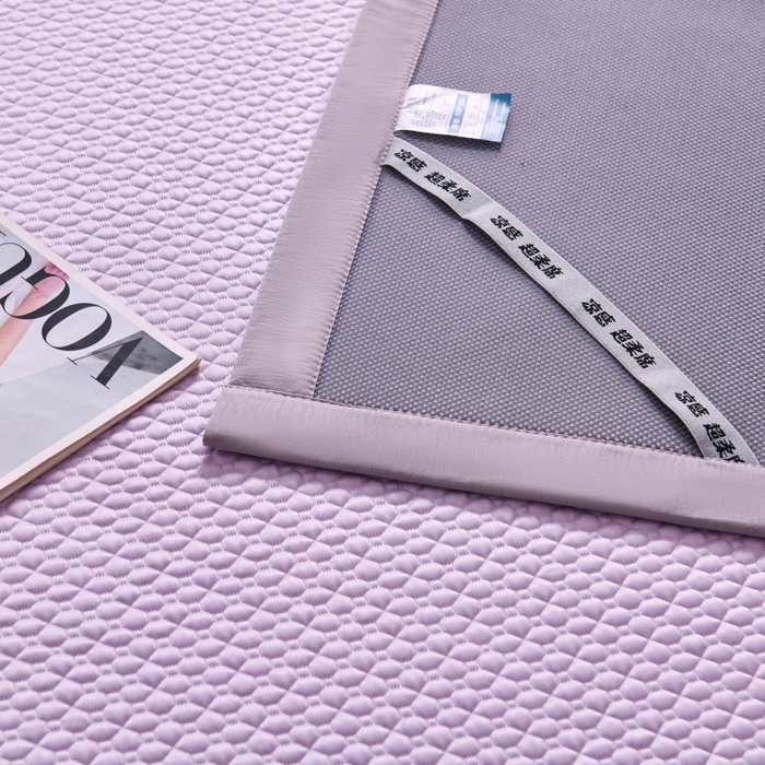 91家纺网 家纺一手货源 找家纺 梵克保罗 2026春夏新款PE中分子凉席三件套纯色平铺豆豆席凉席席子-四叶草系列 四叶草-优雅紫