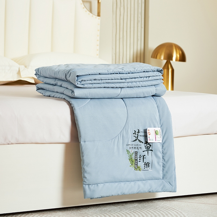 91家纺网 家纺一手货源 找家纺 憨豆家纺 2026新款艾草夏被空调被薄被子艾草驱蚊夏凉被礼品被子 天际蓝