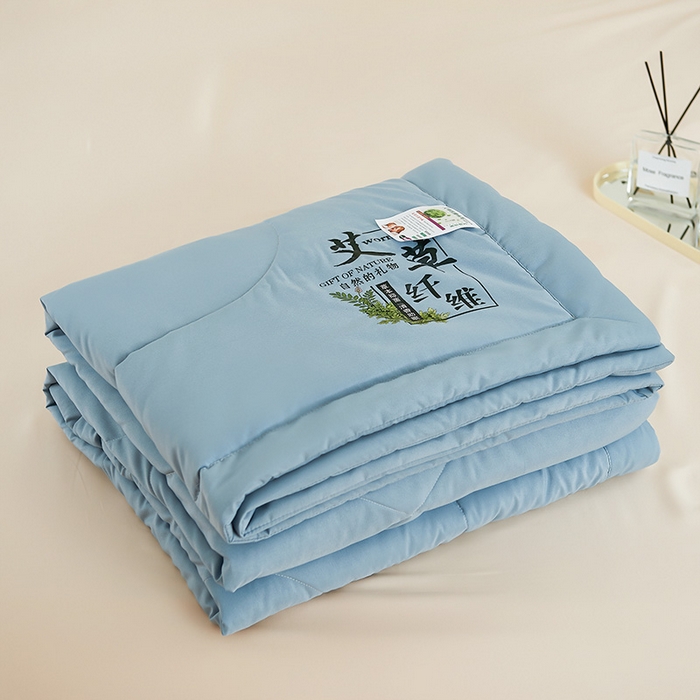 91家纺网 家纺一手货源 找家纺 憨豆家纺 2026新款艾草夏被空调被薄被子艾草驱蚊夏凉被礼品被子 天际蓝