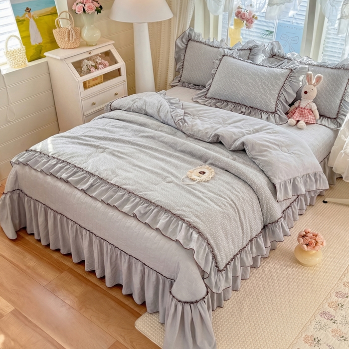 91家纺网 家纺一手货源 找家纺 苏米娜家纺SUMINA 2026春夏超柔云朵棉夏被床盖款四件套-安妮系列 安妮-可可灰