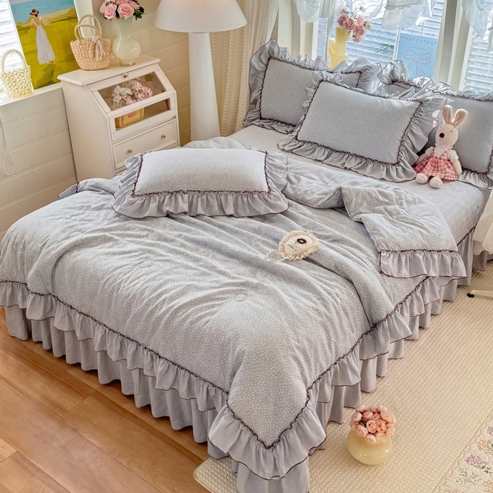 91家纺网 家纺一手货源 找家纺 苏米娜家纺SUMINA 2026春夏超柔云朵棉夏被床盖款四件套-安妮系列 安妮-可可灰