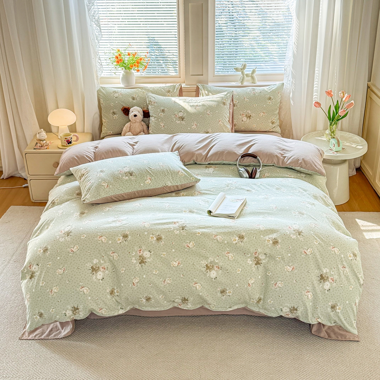 91家纺网 家纺一手货源 找家纺 铭浩家纺 2026春夏新款A类古法水洗云朵四件套 泊莎莉