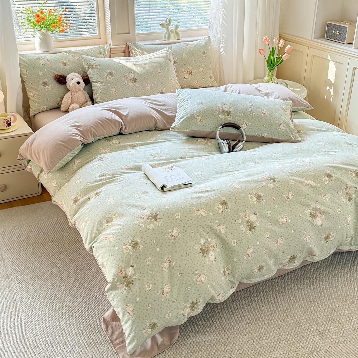 91家纺网 家纺一手货源 找家纺 铭浩家纺 2026春夏新款A类古法水洗云朵四件套 泊莎莉