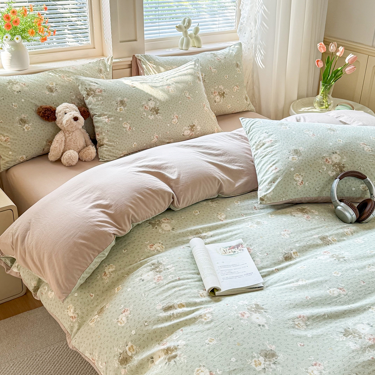 91家纺网 家纺一手货源 找家纺 铭浩家纺 2026春夏新款A类古法水洗云朵四件套 泊莎莉