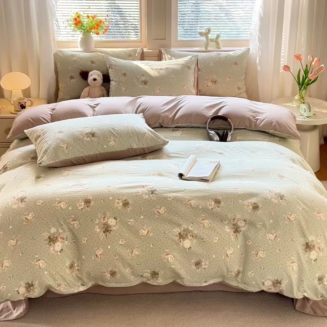 91家纺网 家纺一手货源 找家纺 铭浩家纺 2026春夏新款A类古法水洗云朵四件套 泊莎莉