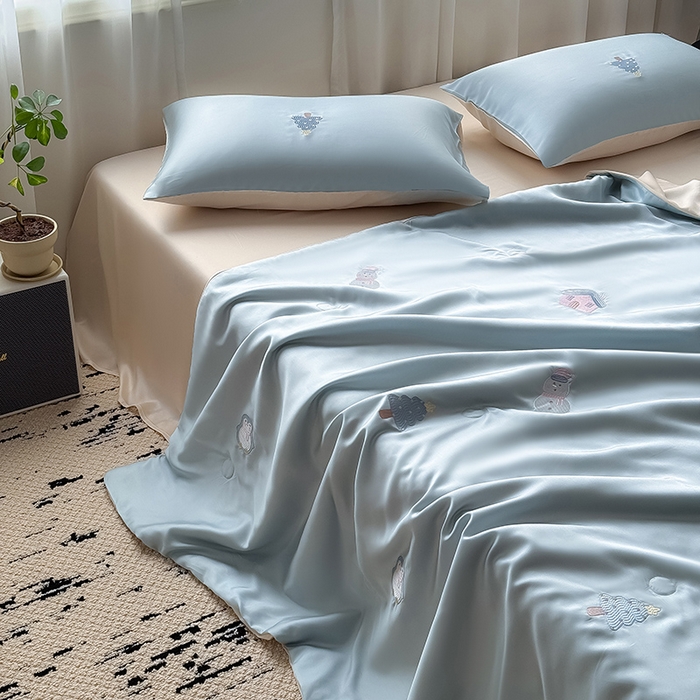 91家纺网 家纺一手货源 找家纺 懒猫家纺 2026春夏新款兰精天丝夏被夏凉被空调被夏被四件套 南极企鹅