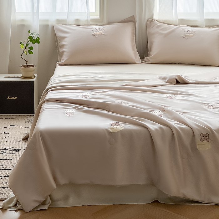 懒猫家纺 2026春夏新款兰精天丝夏被夏凉被空调被夏被四件套 奶酪小熊