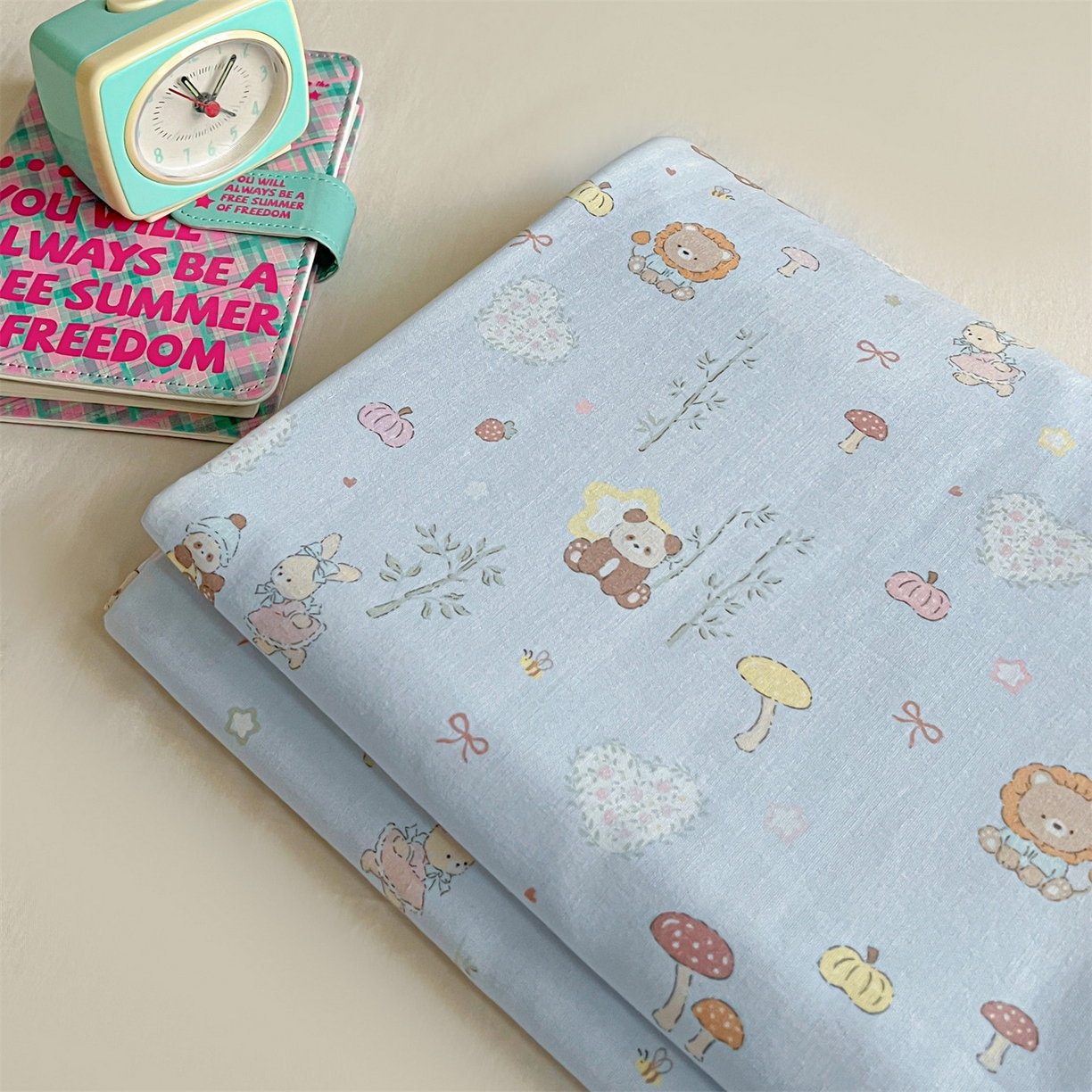 91家纺网 家纺一手货源 找家纺 名兮家居 2026新款全棉纯棉A类卡通时尚风双层纱床笠单品床笠床笠单件 双层纱-竹林派对