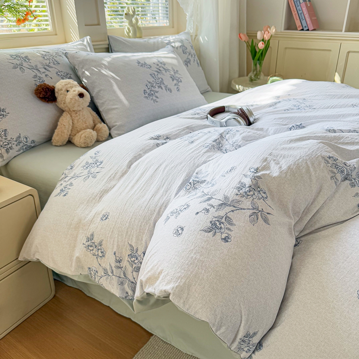 91家纺网 家纺一手货源 找家纺 铭浩家纺 2026春夏新款A类古法水洗云朵四件套 乔希-兰