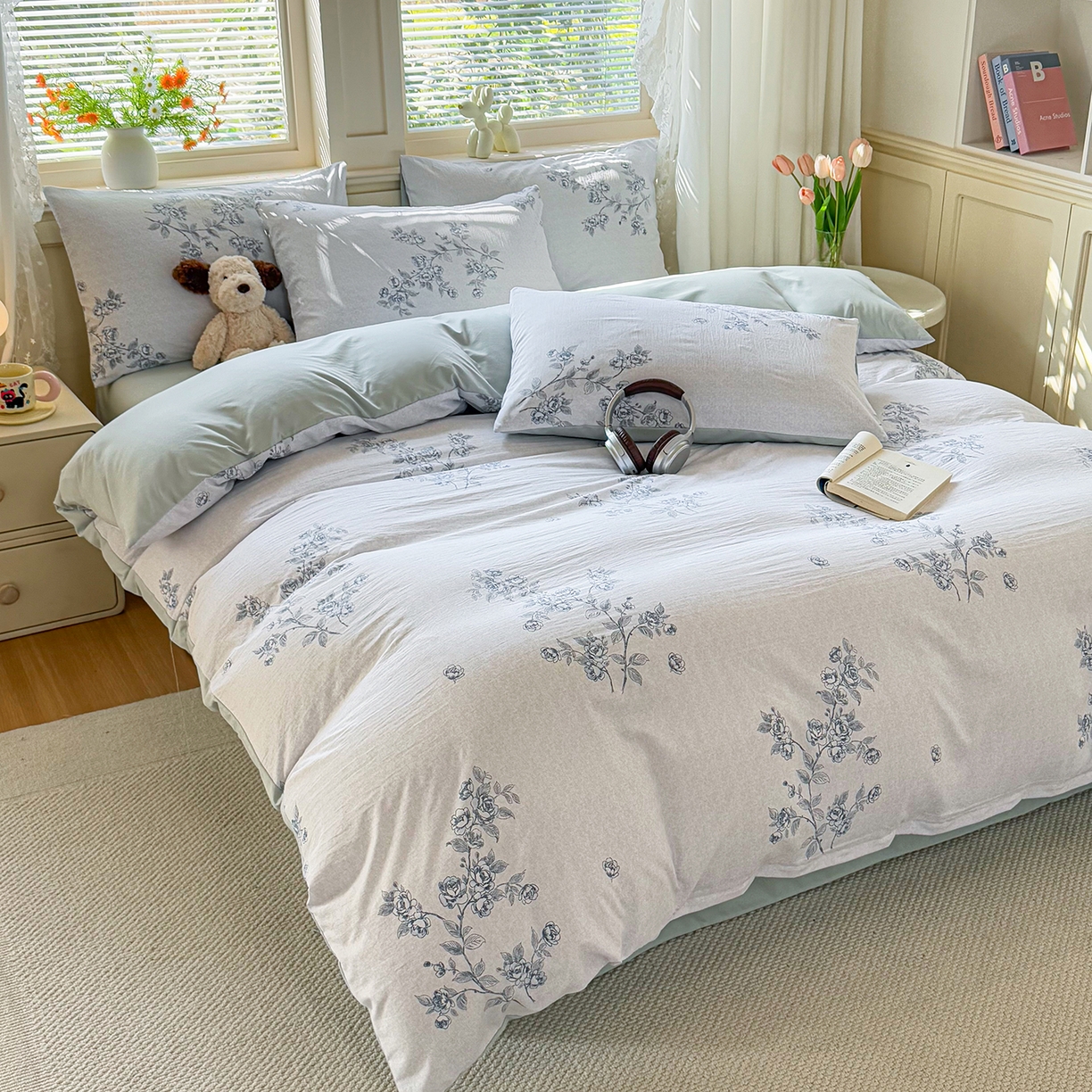 91家纺网 家纺一手货源 找家纺 铭浩家纺 2026春夏新款A类古法水洗云朵四件套 乔希-兰