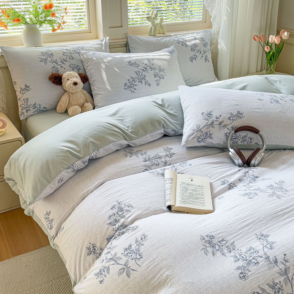 91家纺网 家纺一手货源 找家纺 铭浩家纺 2026春夏新款A类古法水洗云朵四件套 乔希-兰