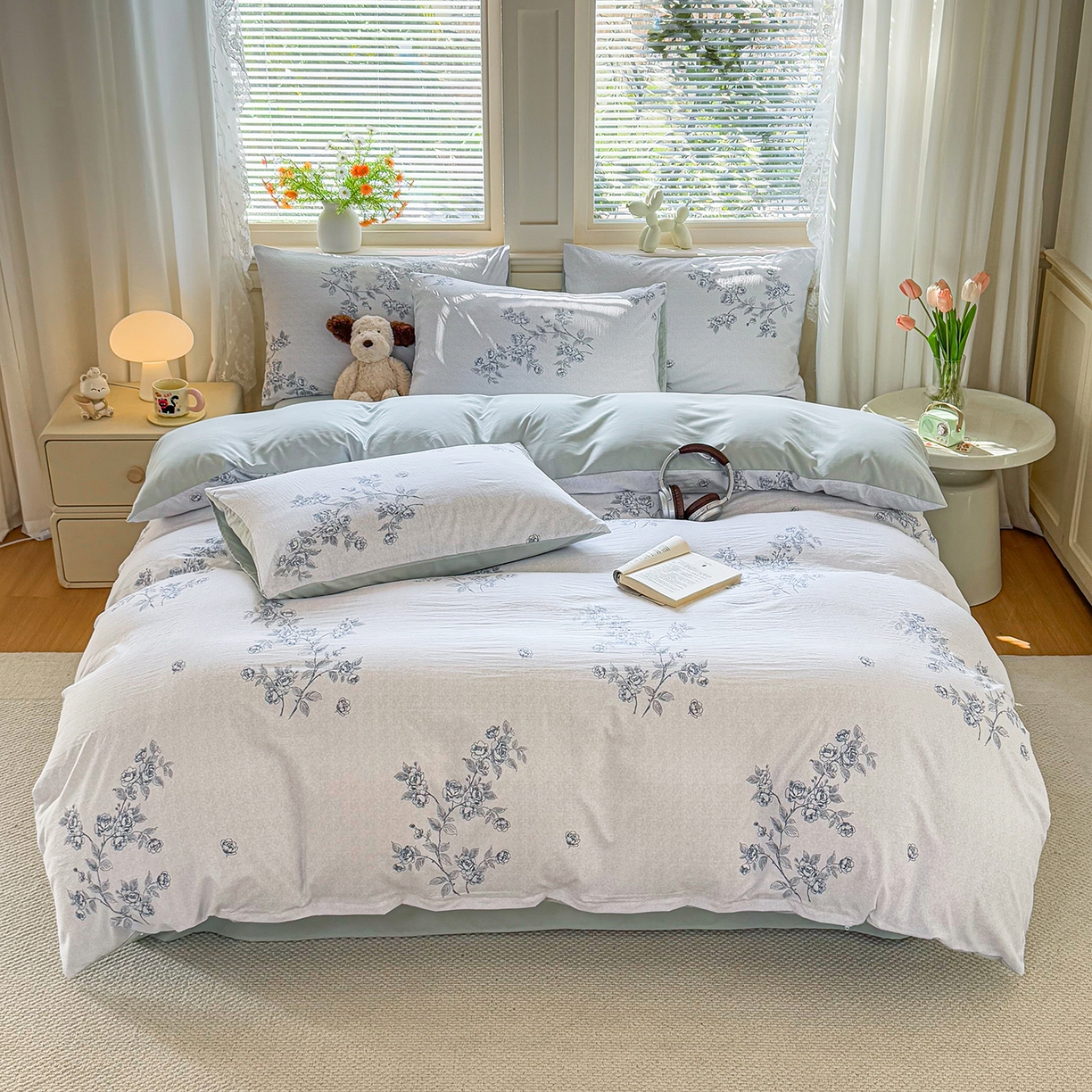 91家纺网 家纺一手货源 找家纺 铭浩家纺 2026春夏新款A类古法水洗云朵四件套 乔希-兰