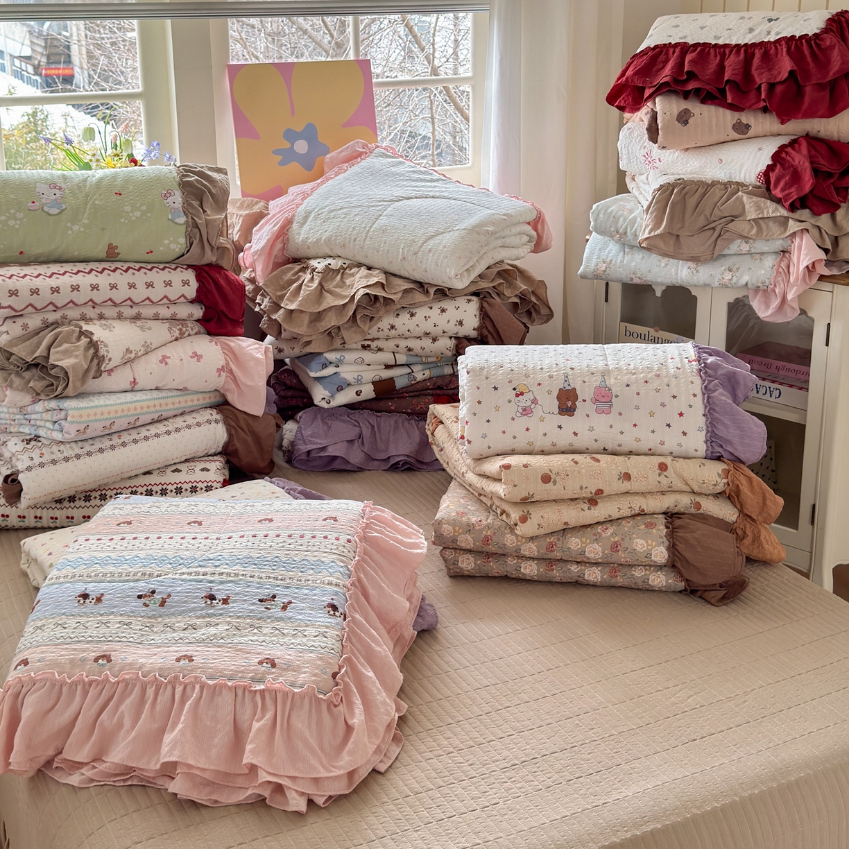 91家纺网 家纺一手货源 找家纺 （总）禾沐 2026新款云感泡芙棉床盖夏被四件套AA款（夏被款）