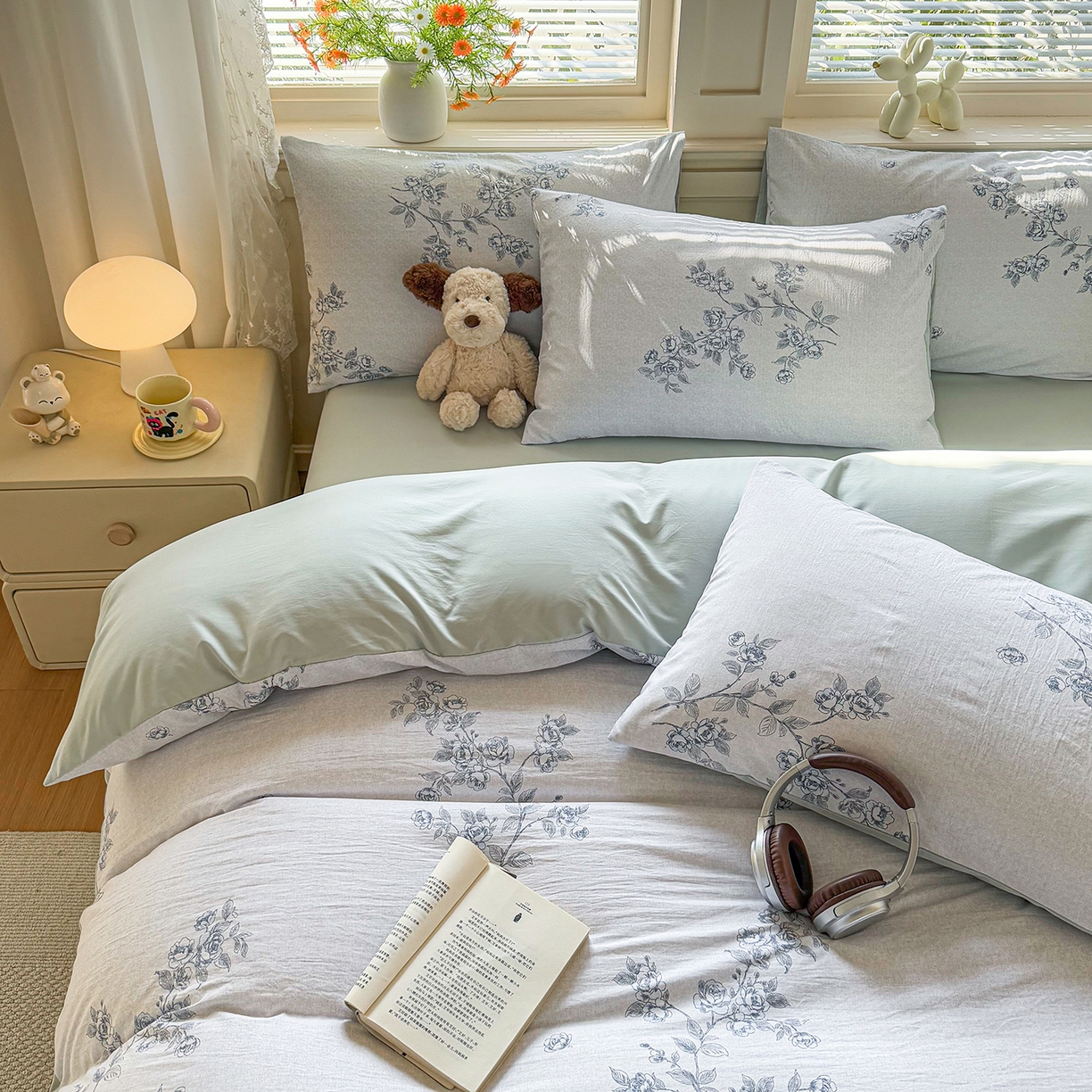 91家纺网 家纺一手货源 找家纺 铭浩家纺 2026春夏新款A类古法水洗云朵四件套 乔希-兰