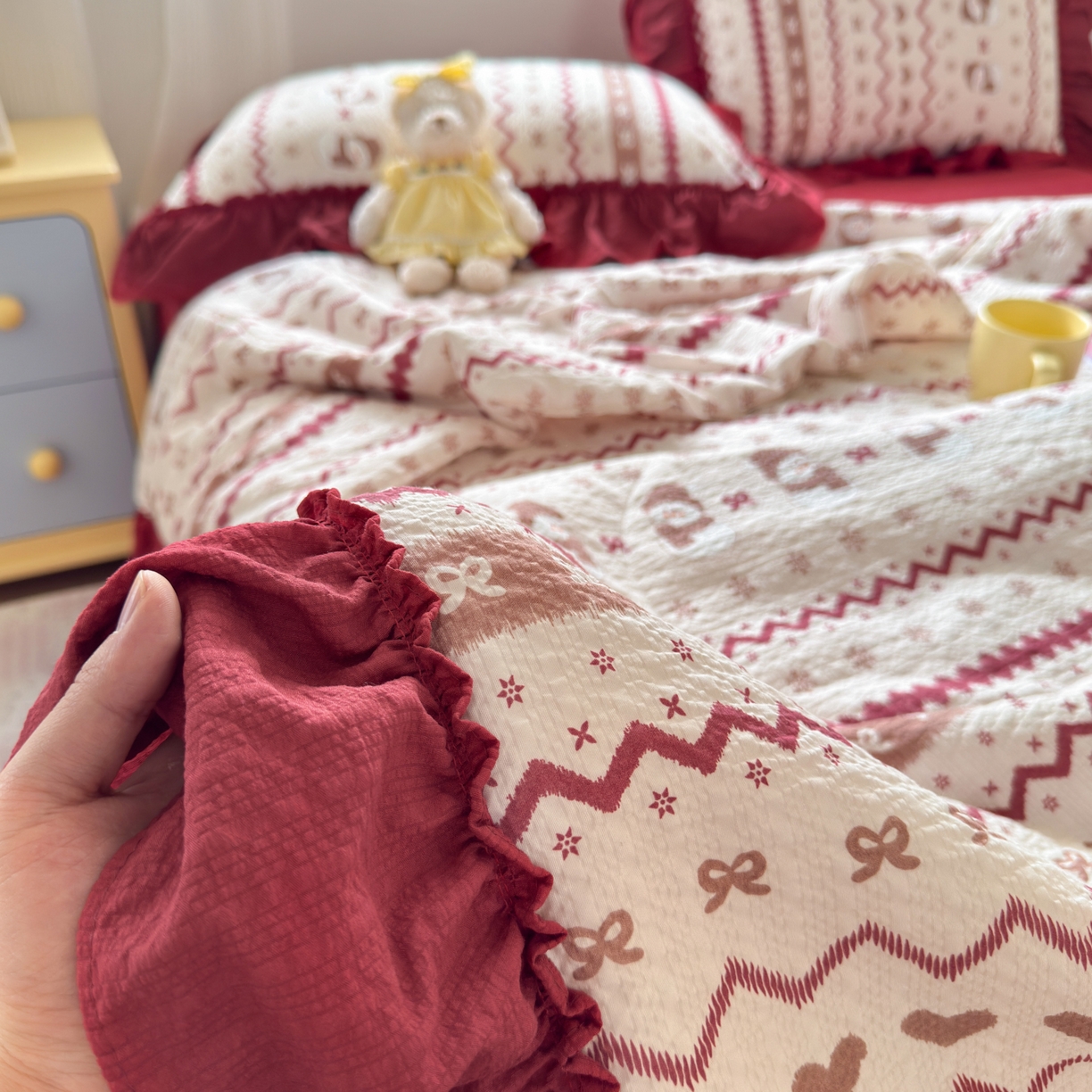 91家纺网 家纺一手货源 找家纺 （总）禾沐 2026新款云感泡芙棉床盖夏被四件套AA款（夏被款）