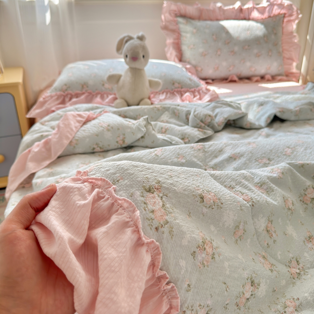 91家纺网 家纺一手货源 找家纺 （总）禾沐 2026新款云感泡芙棉床盖夏被四件套AA款（夏被款）
