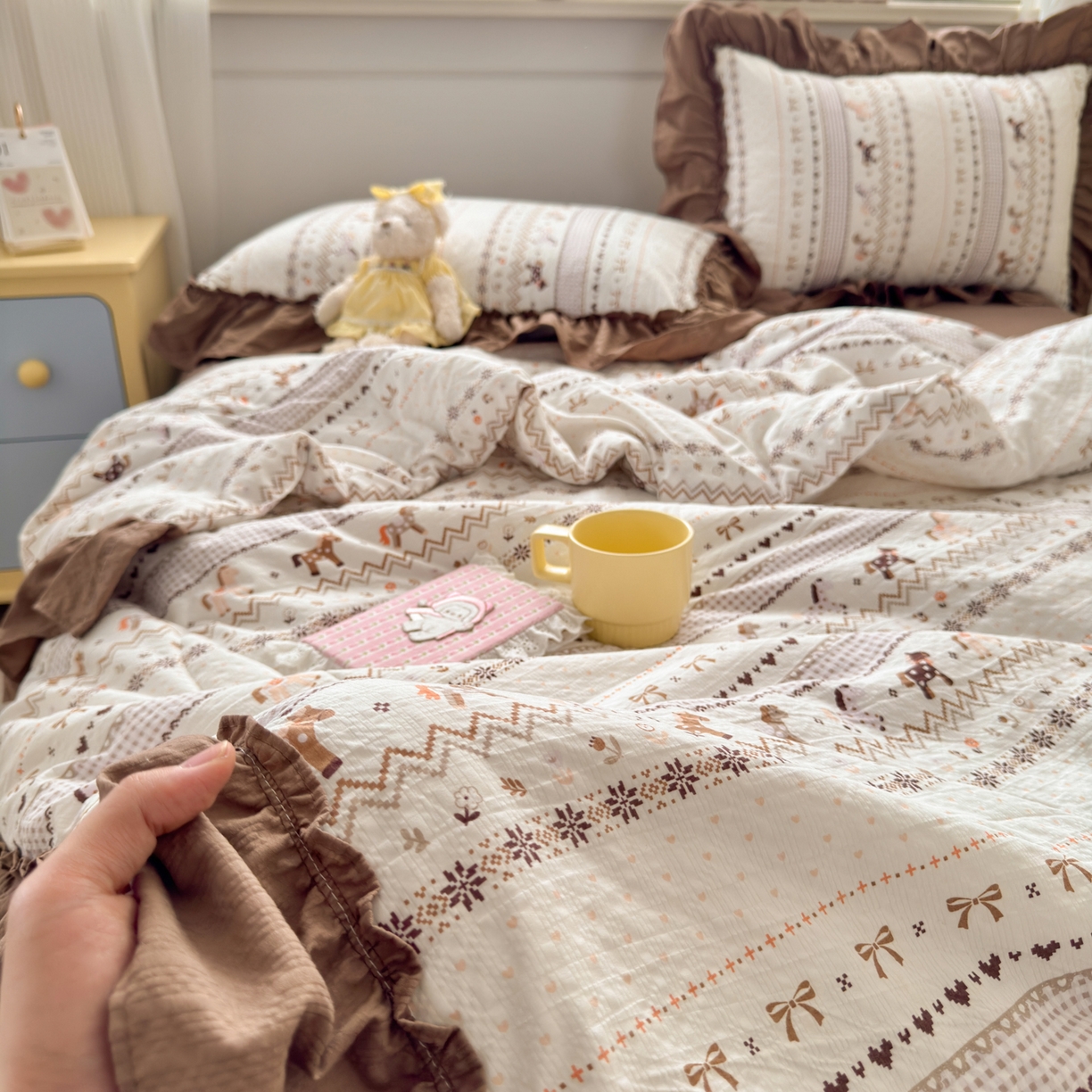 91家纺网 家纺一手货源 找家纺 （总）禾沐 2026新款云感泡芙棉床盖夏被四件套AA款（夏被款）