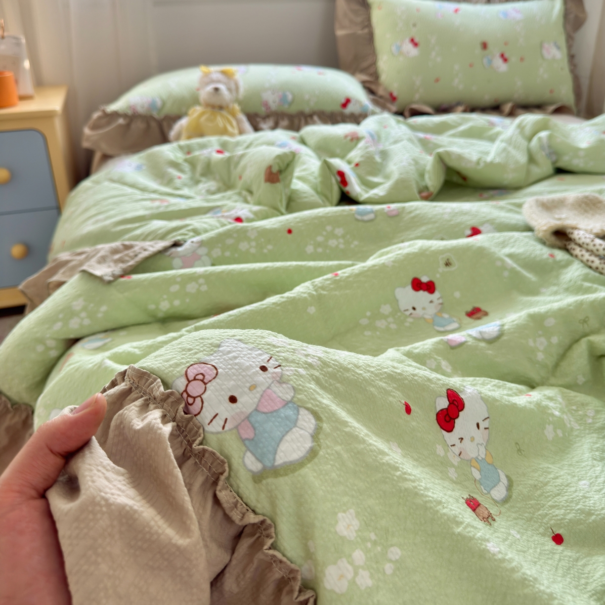 91家纺网 家纺一手货源 找家纺 （总）禾沐 2026新款云感泡芙棉床盖夏被四件套AA款（夏被款）