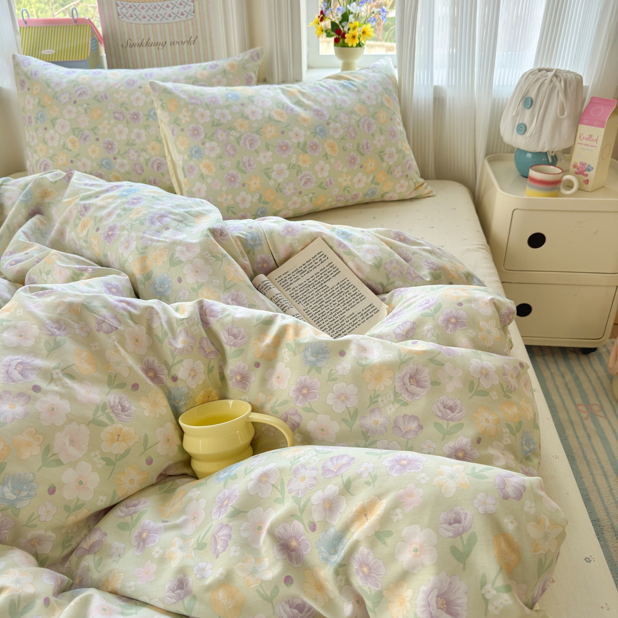 91家纺网 家纺一手货源 找家纺 （总）优彩 2026春夏新款全棉纯棉13070跑量款特价小碎花卡通四件套