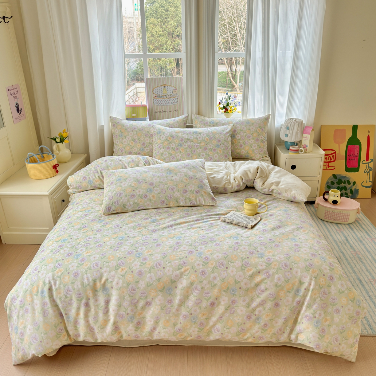 91家纺网 家纺一手货源 找家纺 （总）优彩 2026春夏新款全棉纯棉13070跑量款特价小碎花卡通四件套