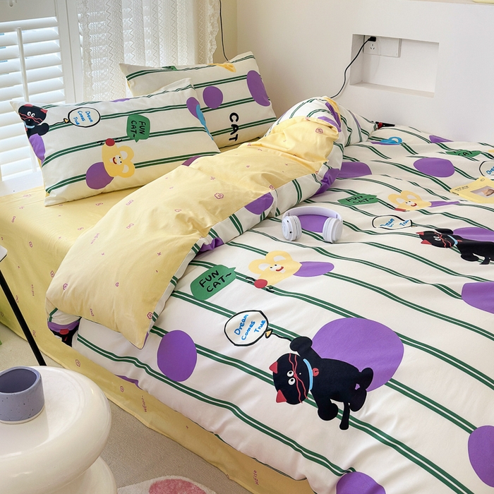 优彩 2026春夏新款全棉纯棉13070跑量款特价小碎花卡通四件套 猫和老鼠