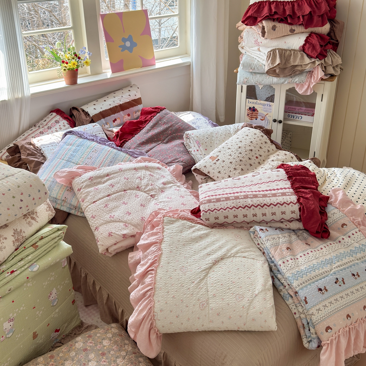 91家纺网 家纺一手货源 找家纺 禾沐 2026新款云感泡芙棉床盖夏被四件套AA款（夏被款） 组合图