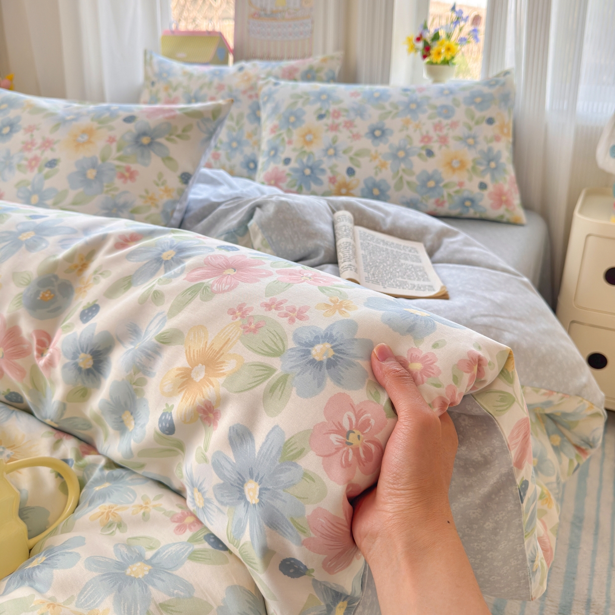 优彩 2026春夏新款全棉纯棉13070跑量款特价小碎花卡通四件套 花间密语