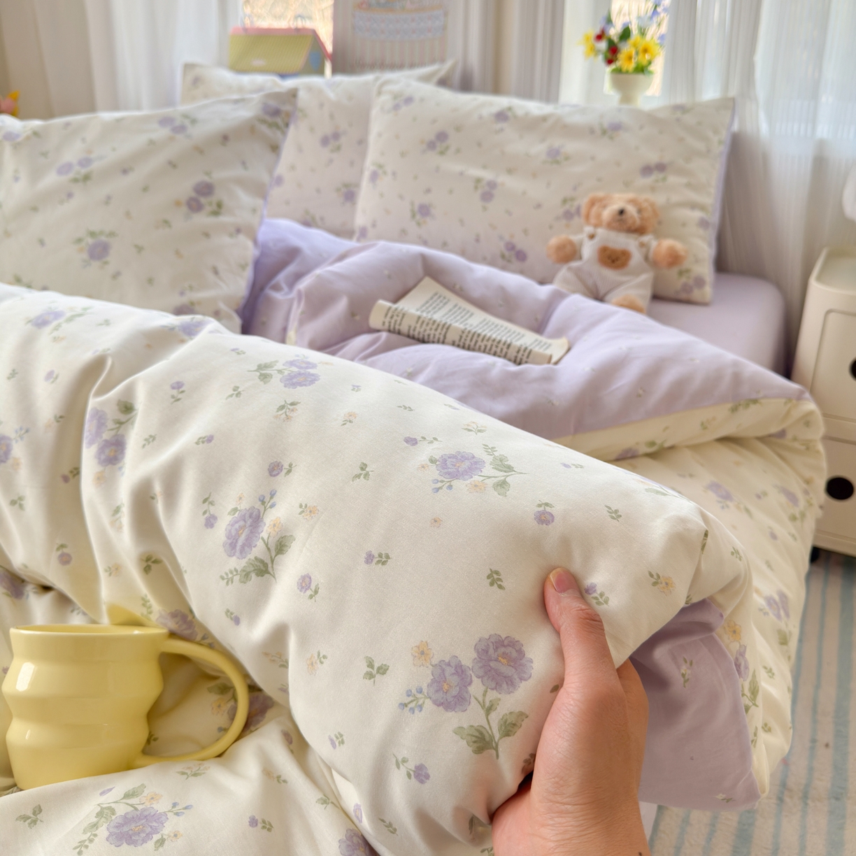 优彩 2026春夏新款全棉纯棉13070跑量款特价小碎花卡通四件套 繁樱似梦