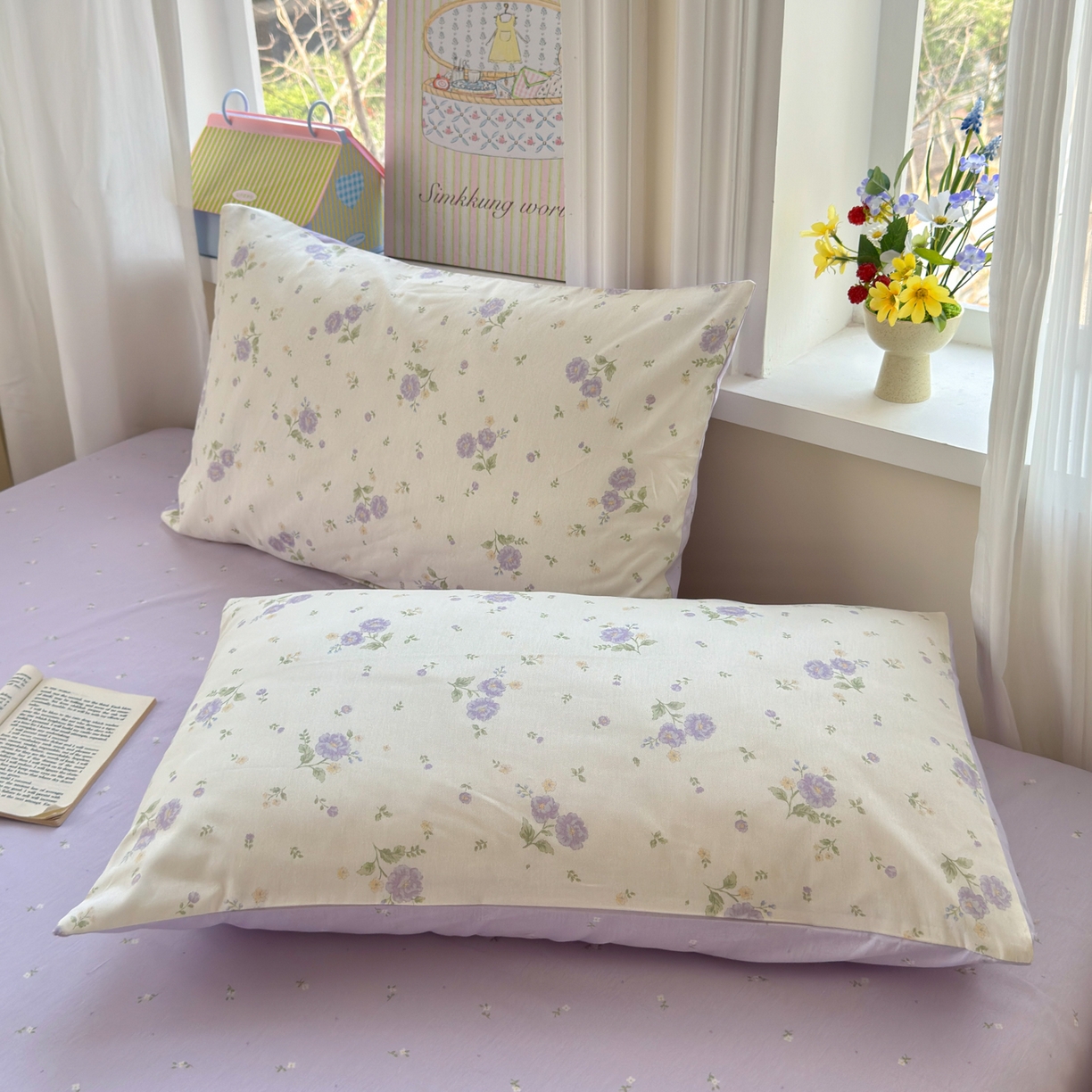 91家纺网 家纺一手货源 找家纺 优彩 2026春夏新款全棉纯棉13070跑量款特价小碎花卡通四件套 繁樱似梦