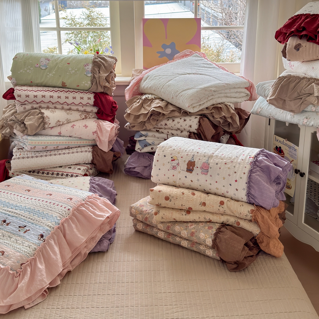 91家纺网 家纺一手货源 找家纺 禾沐 2026新款云感泡芙棉床盖夏被四件套AA款（夏被款） 组合图