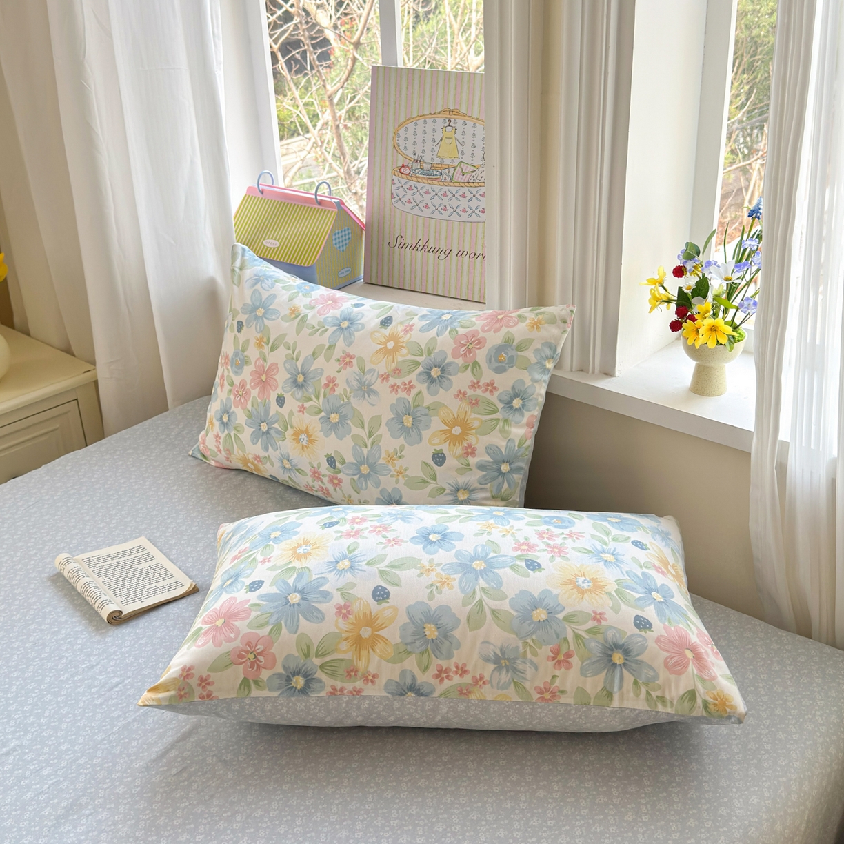 91家纺网 家纺一手货源 找家纺 优彩 2026春夏新款全棉纯棉13070跑量款特价小碎花卡通四件套 花间密语