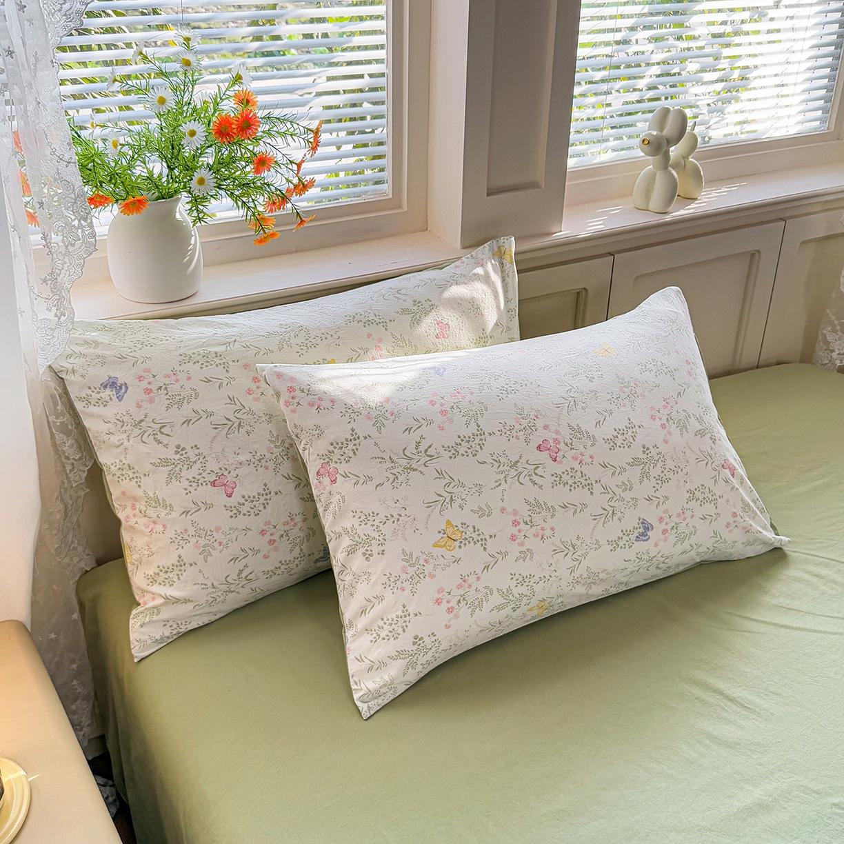 91家纺网 家纺一手货源 找家纺 铭浩家纺 2026春夏新款A类古法水洗云朵四件套 青春蝶舞