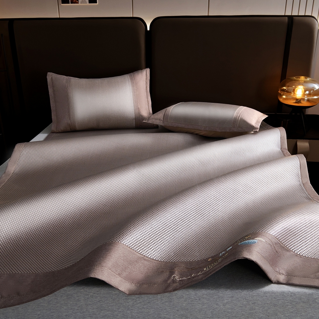 梵克保罗 2026春夏新款3D复合冰藤凉席三件套 冰藤-落日-香槟