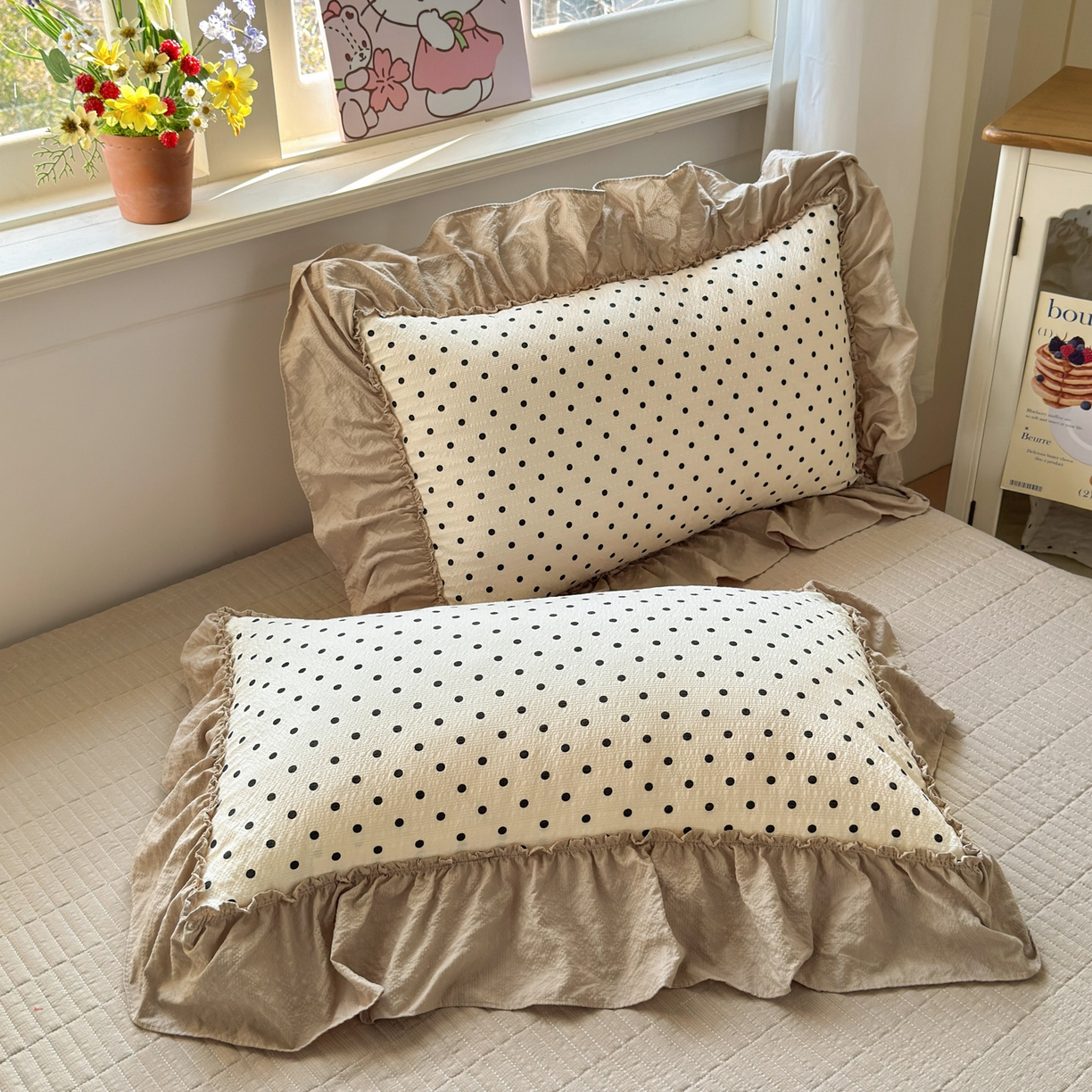 91家纺网 家纺一手货源 找家纺 禾沐 2026新款云感泡芙棉床盖夏被四件套AA款（夏被款） 波点