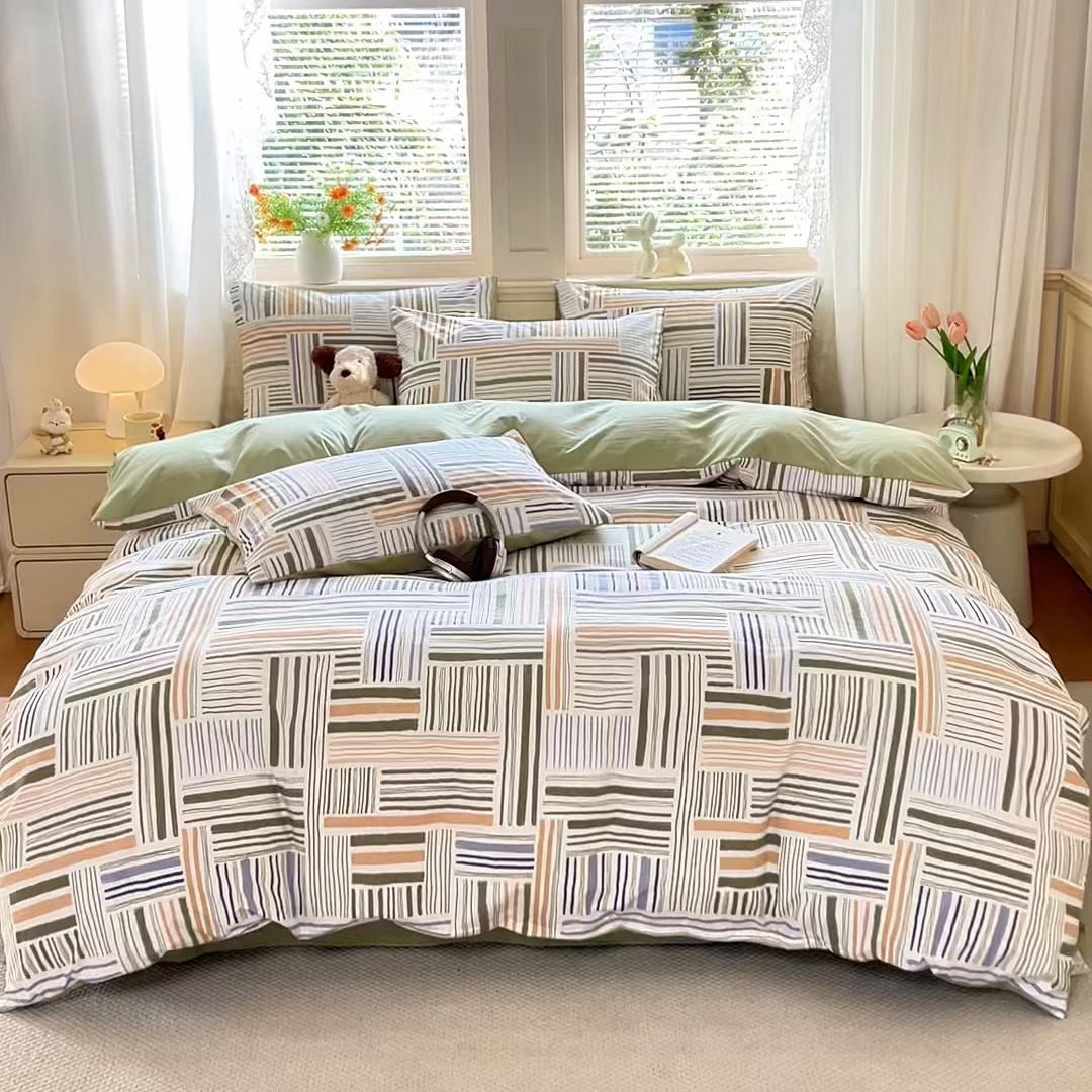 91家纺网 家纺一手货源 找家纺 铭浩家纺 2026春夏新款A类古法水洗云朵四件套 清木