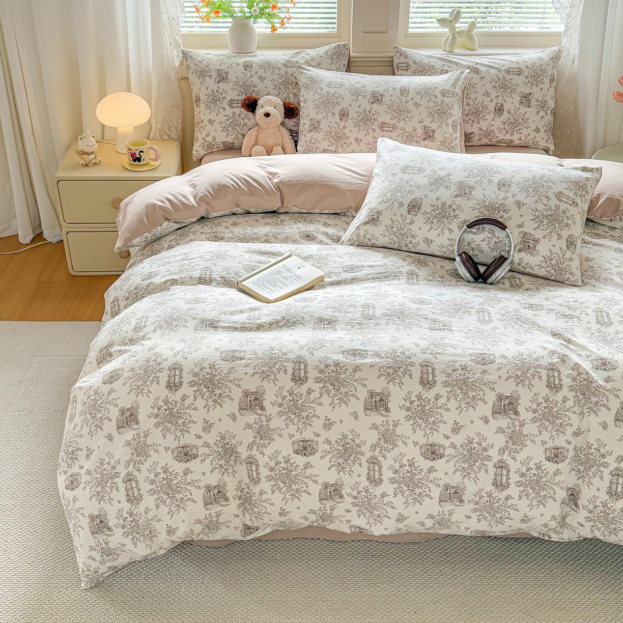 91家纺网 家纺一手货源 找家纺 铭浩家纺 2026春夏新款A类古法水洗云朵四件套 莎莉城堡