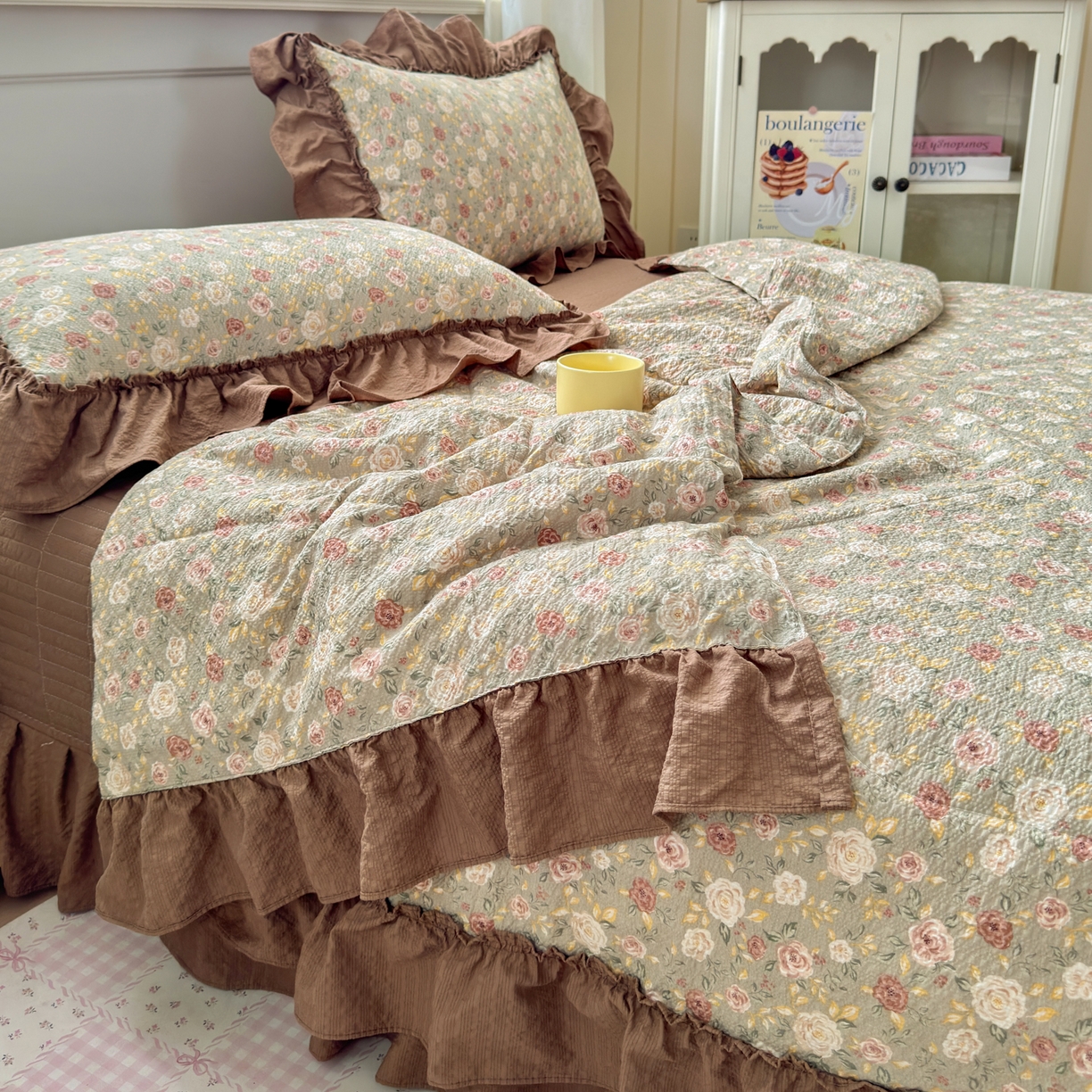 91家纺网 家纺一手货源 找家纺 禾沐 2026新款云感泡芙棉床盖夏被四件套AA款（夏被款） 复古花