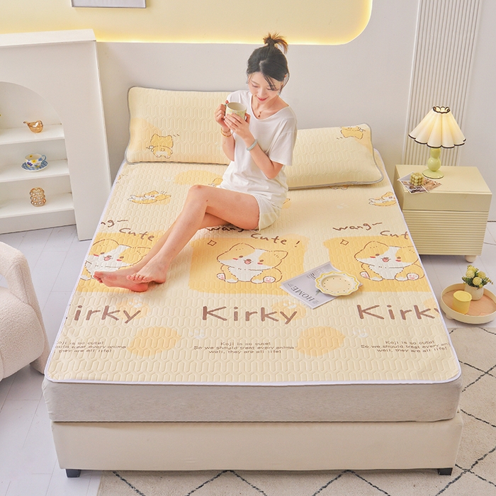 佳鸿家纺 2026新款冰丝防水乳胶凉席隔尿垫姨妈垫床垫保护垫单人床双人床可机洗 防水汪汪柴犬