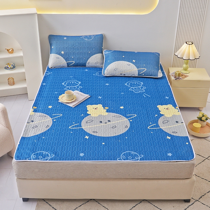 91家纺网 家纺一手货源 找家纺 佳鸿家纺 2026新款冰丝防水乳胶凉席隔尿垫姨妈垫床垫保护垫单人床双人床可机洗 防水太空星球