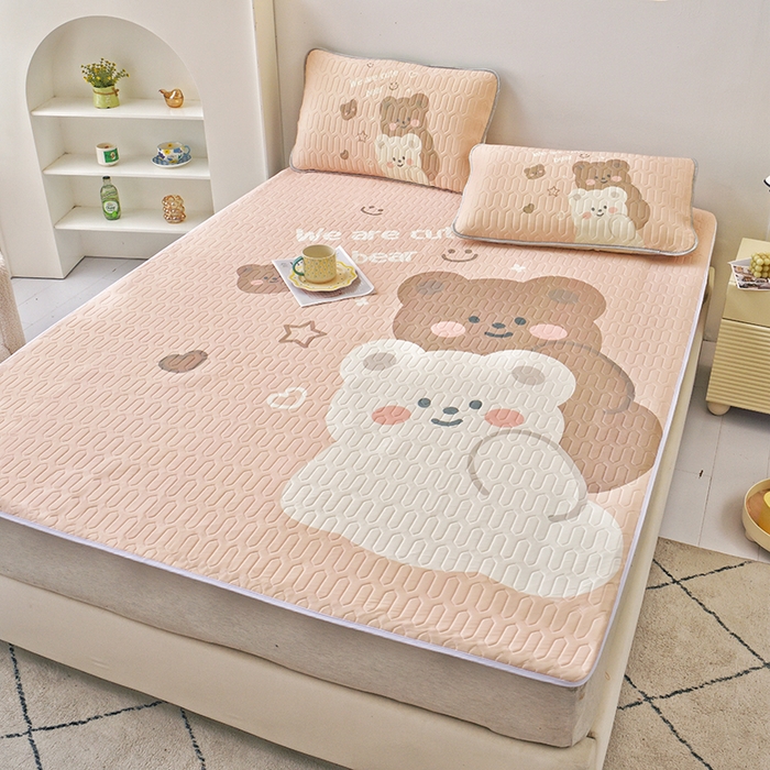 91家纺网 家纺一手货源 找家纺 佳鸿家纺 2026新款冰丝防水乳胶凉席隔尿垫姨妈垫床垫保护垫单人床双人床可机洗 防水白熊-咖